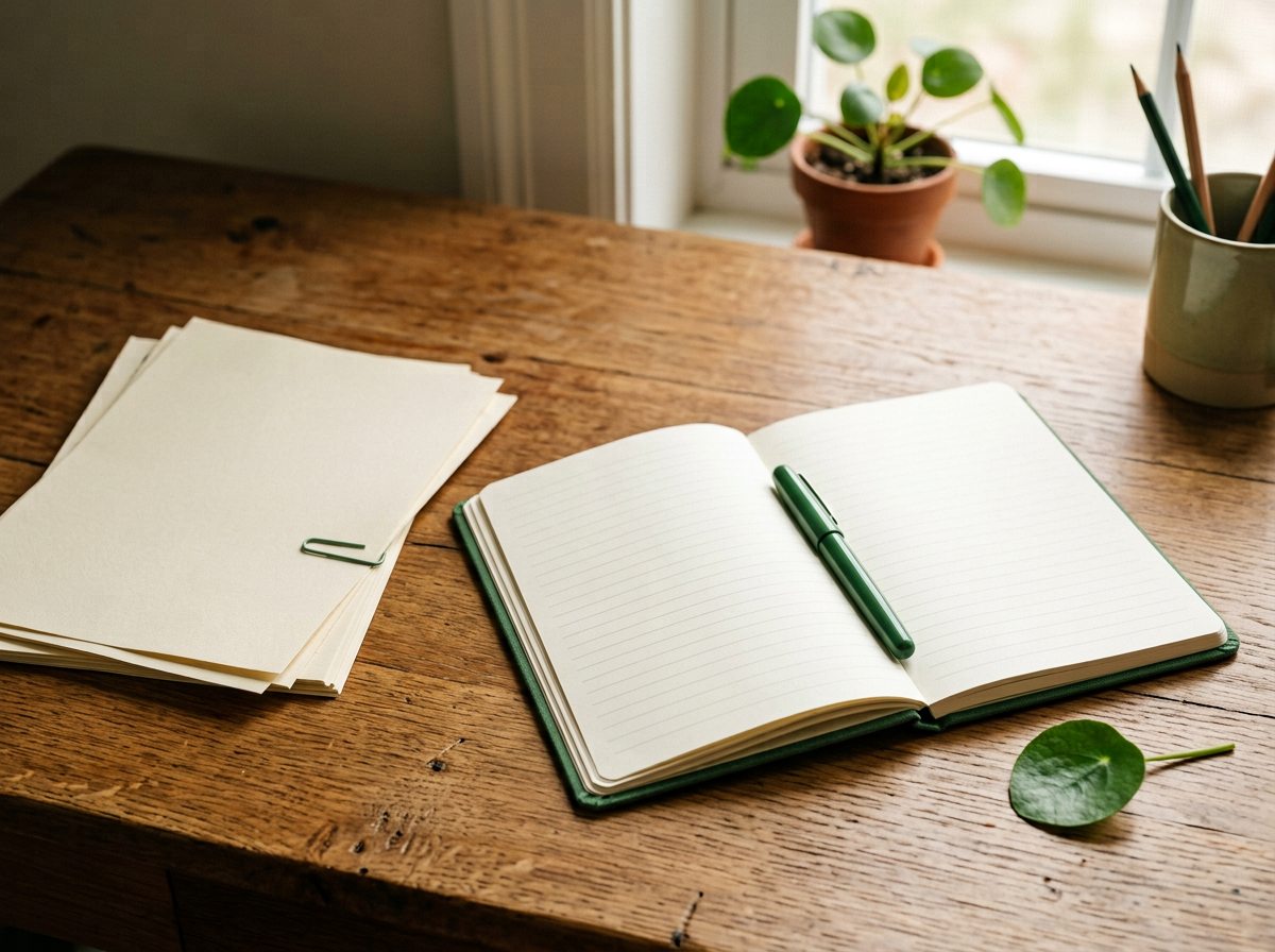 Business paperwork arranged for review